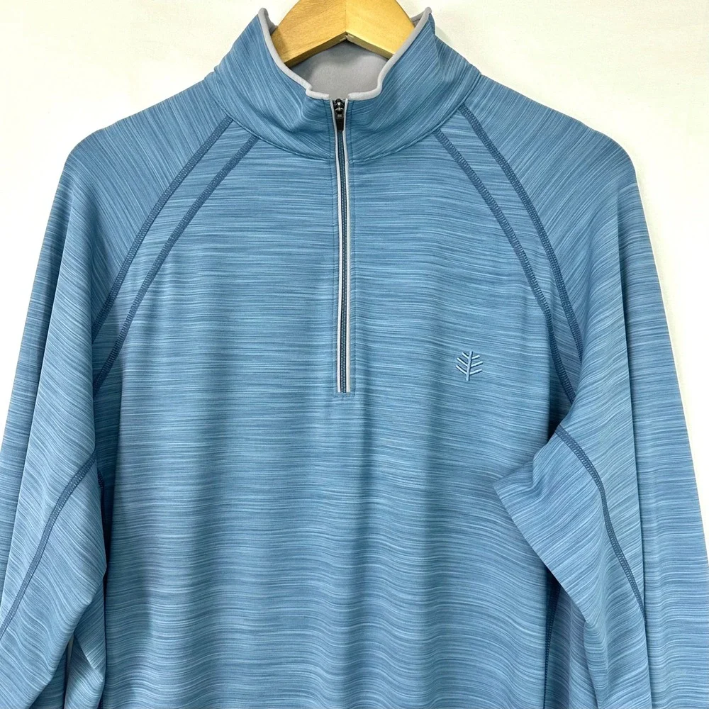 COOLIBAR Ultimate 1/2 Zip Rash Guard Blue UPF‎ 50+ UV Sun Protection Men's XL
